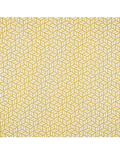 Tissu, Coton Enduit Feuillage Stylisé, Moutarde, Laize 140 cm, 77% Coton / 23% Acrylique 170g/m²
