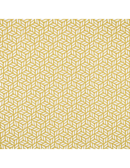 Tissu, Coton Enduit Feuillage Stylisé, Moutarde, Laize 140 cm, 77% Coton / 23% Acrylique 170g/m²