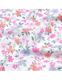 Tissu, Coton Enduit Bouquet Floral, Multicolore, Laize 140 cm, 77% Coton 23% Acrylique 170g/m² 2