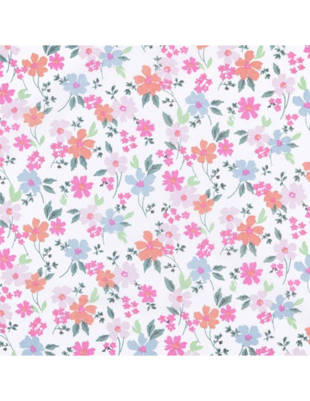 Tissu, Coton Enduit Bouquet Floral, Multicolore, Laize 140 cm, 77% Coton 23% Acrylique 170g/m²