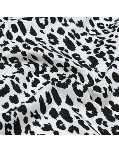 Tissu, Coton Enduit Imprimé Léopard, Noir & Blanc, Laize 140 cm, 77% Coton 23% Acrylique 170g/m² 2