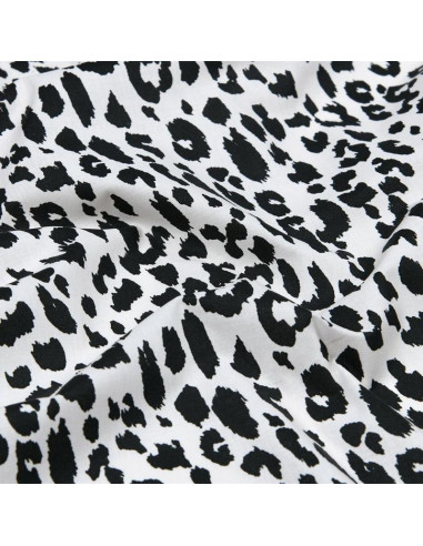 Tissu, Coton Enduit Imprimé Léopard, Noir & Blanc, Laize 140 cm, 77% Coton 23% Acrylique 170g/m²