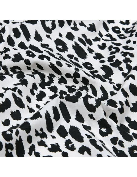 Tissu, Coton Enduit Imprimé Léopard, Noir & Blanc, Laize 140 cm, 77% Coton 23% Acrylique 170g/m²