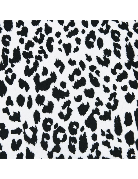 Tissu, Coton Enduit Imprimé Léopard, Noir & Blanc, Laize 140 cm, 77% Coton 23% Acrylique 170g/m²