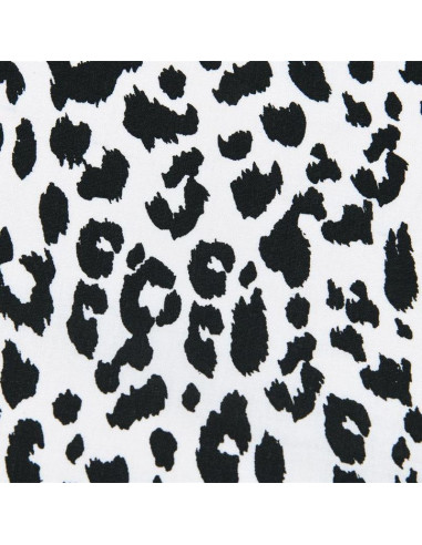 Tissu, Coton Enduit Imprimé Léopard, Noir & Blanc, Laize 140 cm, 77% Coton 23% Acrylique 170g/m²