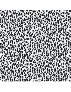 Tissu, Coton Enduit Imprimé Léopard, Noir & Blanc, Laize 140 cm, 77% Coton 23% Acrylique 170g/m²