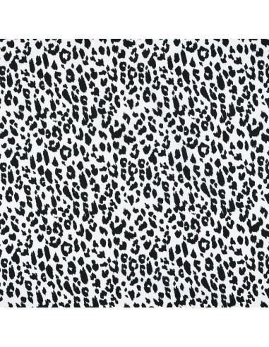 Tissu, Coton Enduit Imprimé Léopard, Noir & Blanc, Laize 140 cm, 77% Coton 23% Acrylique 170g/m²