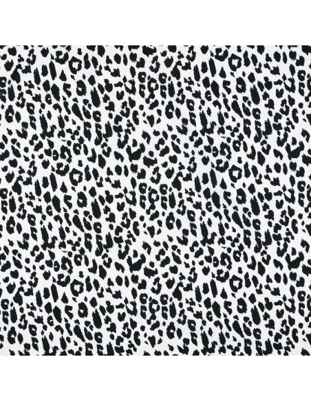 Tissu, Coton Enduit Imprimé Léopard, Noir & Blanc, Laize 140 cm, 77% Coton 23% Acrylique 170g/m²