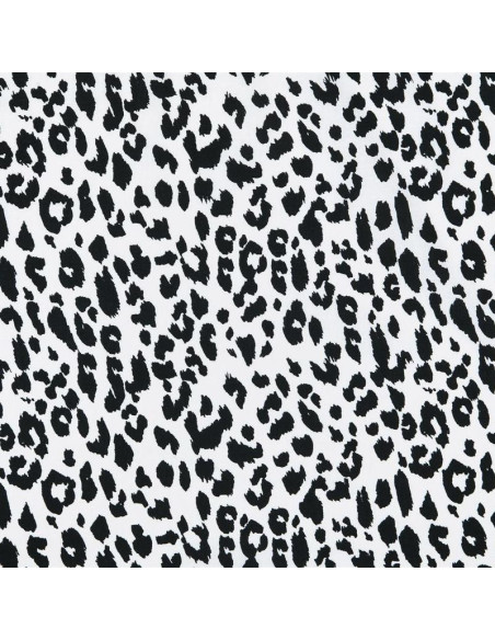 Tissu, Coton Enduit Imprimé Léopard, Noir & Blanc, Laize 140 cm, 77% Coton 23% Acrylique 170g/m²