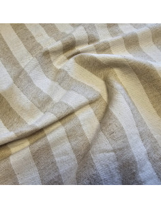 Tissu, Demi-Natté Rayé, Naturel, Laize 150 cm, Coton Chanvre 651g/m² 2