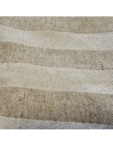 Tissu, Demi-Natté Rayé, Naturel, Laize 150 cm, Coton Chanvre 651g/m²