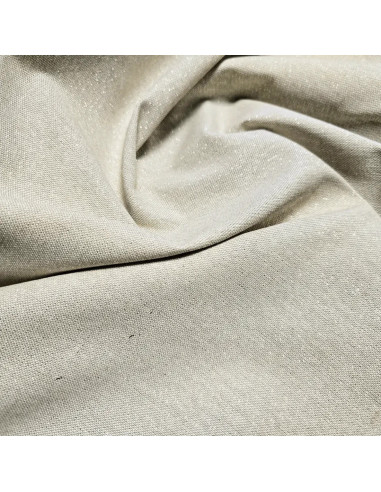 Tissu, Bachette Demi-Nattée, Aspect Lin Lurex Doré, Naturel Blanc, Laize 140 cm, 85% Coton 15% Polyester 200g/m²