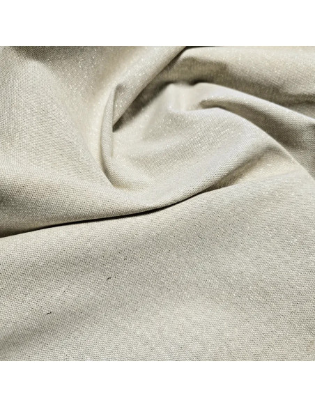 Tissu, Bachette Demi-Nattée, Aspect Lin Lurex Doré, Naturel Blanc, Laize 140 cm, 85% Coton 15% Polyester 200g/m²