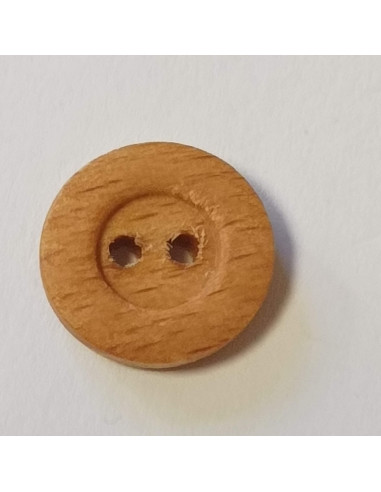 Bouton bois 2 trous, 13 mm, marron