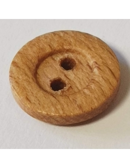 Bouton bois 2 trous, 13 mm, marron