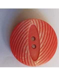 Bouton polyester 2 trous , 22mm , rond corail