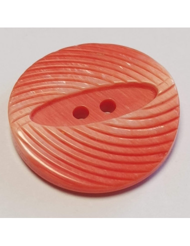 Bouton polyester 2 trous , 22mm , rond corail