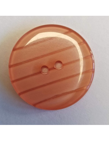 Bouton polyester 2 trous , 22mm , rond corail