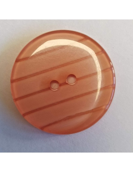 Bouton polyester 2 trous , 22mm , rond corail