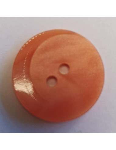 Bouton polyester 2 trous , 20mm , rond orange