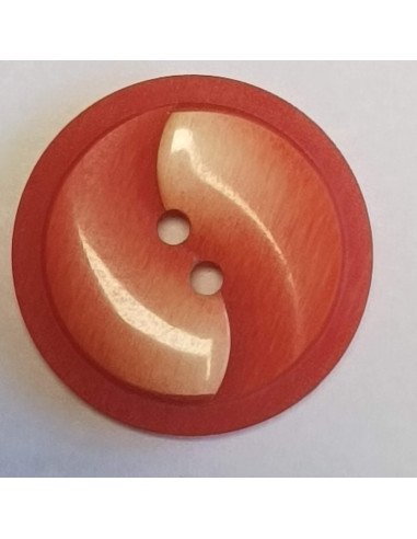 Bouton polyester 2 trous , 22mm , rond corail