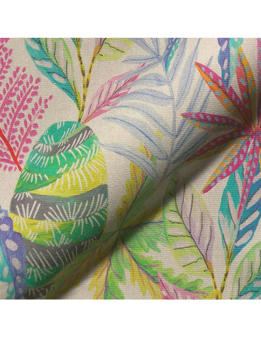 Demi-natté, aspect lin, feuilles multicolores