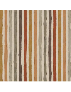 Tissu, Demi-Natté Aspect Lin, Rayures Peintes, Tons Naturels, Laize 140 cm, Ameublement & Déco