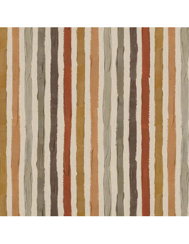 Tissu, Demi-Natté Aspect Lin, Rayures Peintes, Tons Naturels, Laize 140 cm, Ameublement & Déco