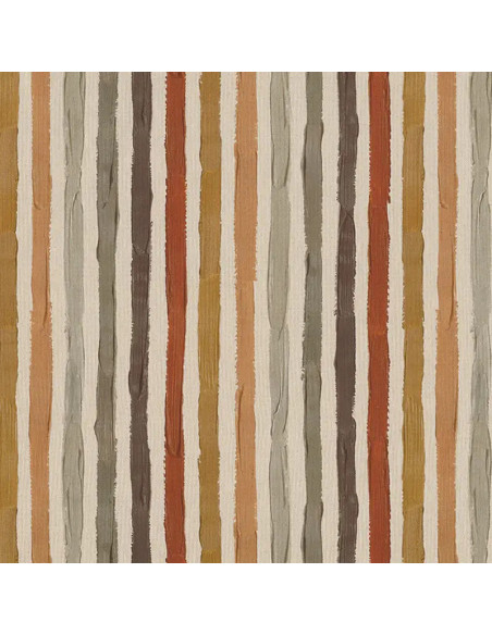 Tissu, Demi-Natté Aspect Lin, Rayures Peintes, Tons Naturels, Laize 140 cm, Ameublement & Déco