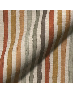 Tissu, Demi-Natté Aspect Lin, Rayures Peintes, Tons Naturels, Laize 140 cm, Ameublement & Déco 2