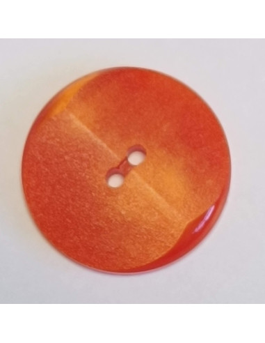 Bouton polyester 2 trous , 23mm , rond rouge/orange