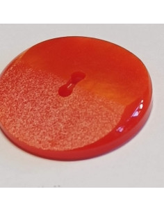Bouton polyester 2 trous , 23mm , rond rouge/orange 2