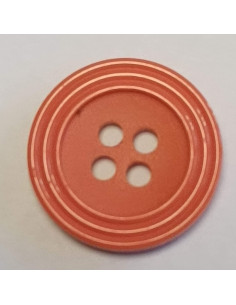 Bouton polyester 4 trous, 18mm, rond corail
