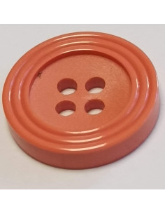 Bouton polyester 4 trous, 18mm, rond corail 2