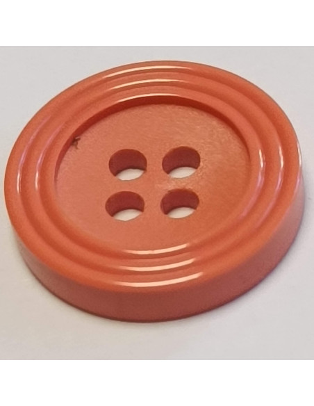 Bouton polyester 4 trous, 18mm, rond corail