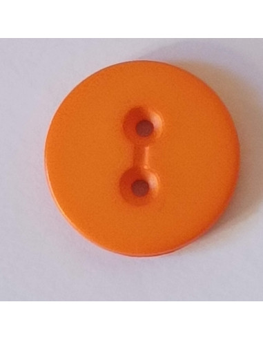 Bouton polyester 2 trous, 18mm, rond orange