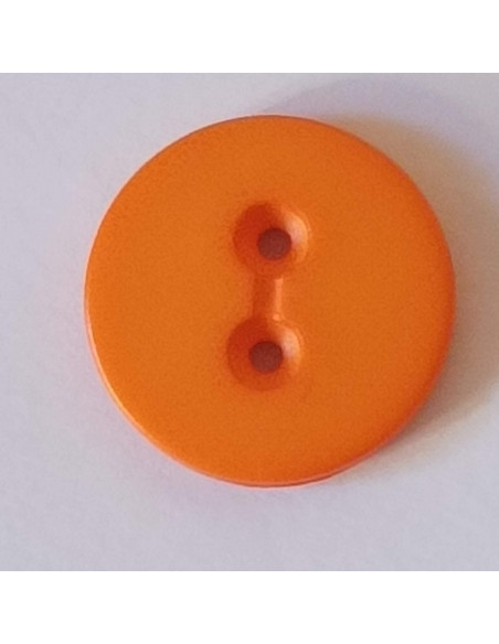 Bouton polyester 2 trous, 18mm, rond orange