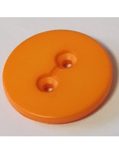Bouton polyester 2 trous, 18mm, rond orange 2