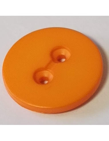 Bouton polyester 2 trous, 18mm, rond orange