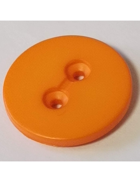 Bouton polyester 2 trous, 18mm, rond orange