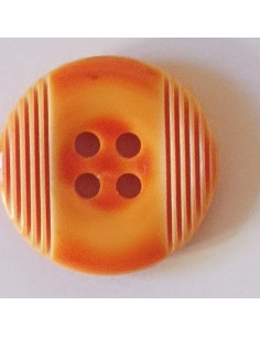 Bouton polyester 4 trous, 18mm, rond orange