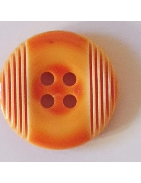 Bouton polyester 4 trous, 18mm, rond orange