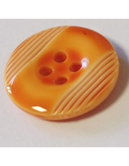 Bouton polyester 4 trous, 18mm, rond orange