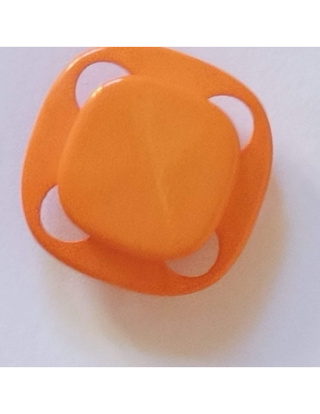 Bouton polyester à pied, 20mm , carré orange