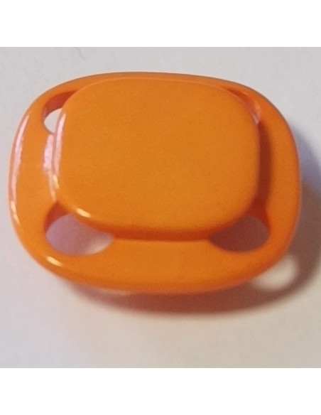 Bouton polyester à pied, 20mm , carré orange