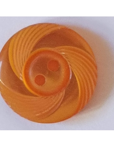 Bouton polyester 2 trous, 18mm, rond orange