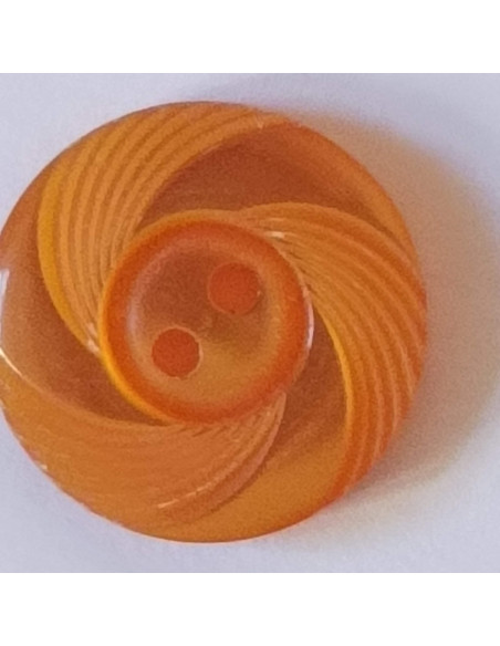 Bouton polyester 2 trous, 18mm, rond orange