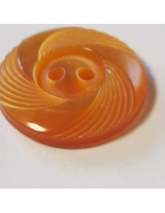 Bouton polyester 2 trous, 18mm, rond orange 2
