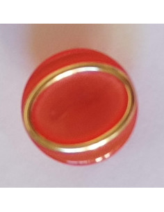 Bouton polyester à pied, 18mm, rond orange et doré