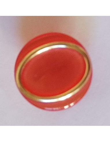 Bouton polyester à pied, 18mm, rond orange et doré